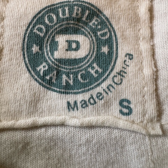 Double D Ranch Cream Cold Shoulder T Shirt Top Indians Beaded Fringe Size Small - Picture 5 of 8